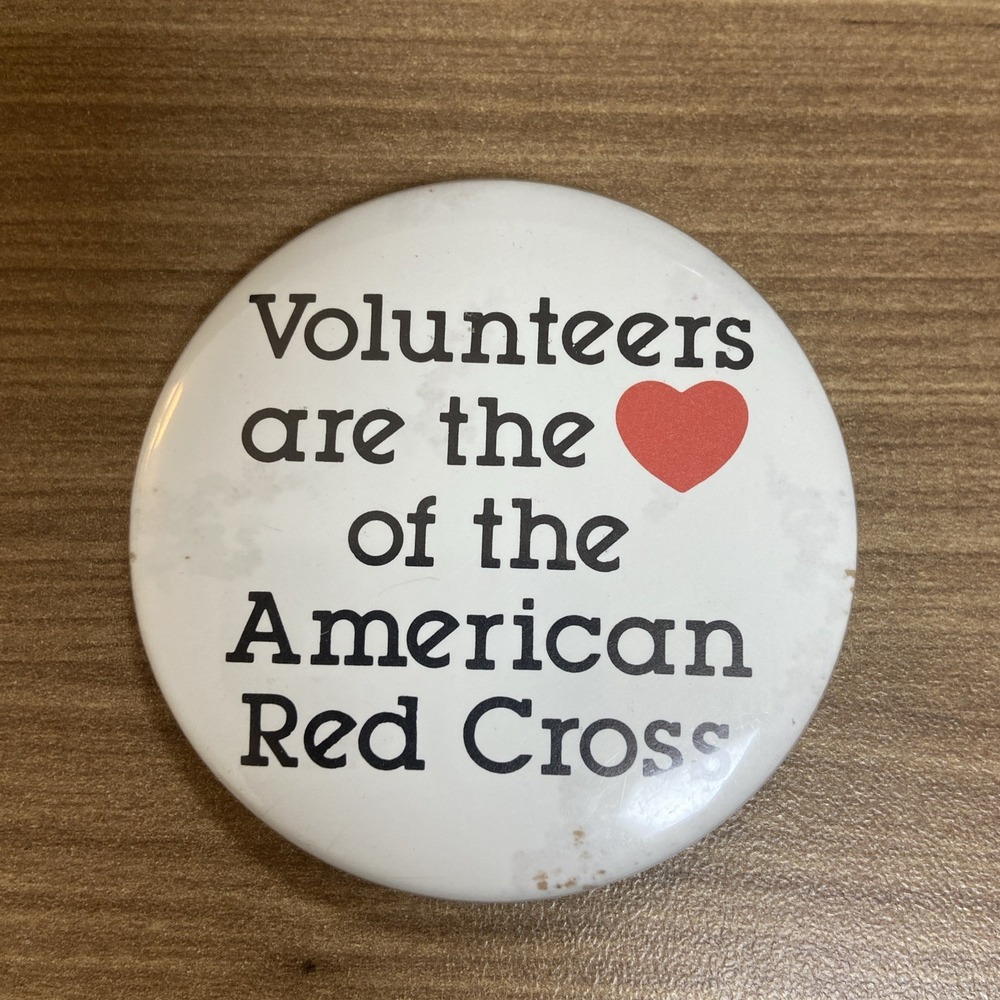 VTG Vintage Volunteers Are The Heart of the Red‎ Cross Button Pin Rare Stick Pin